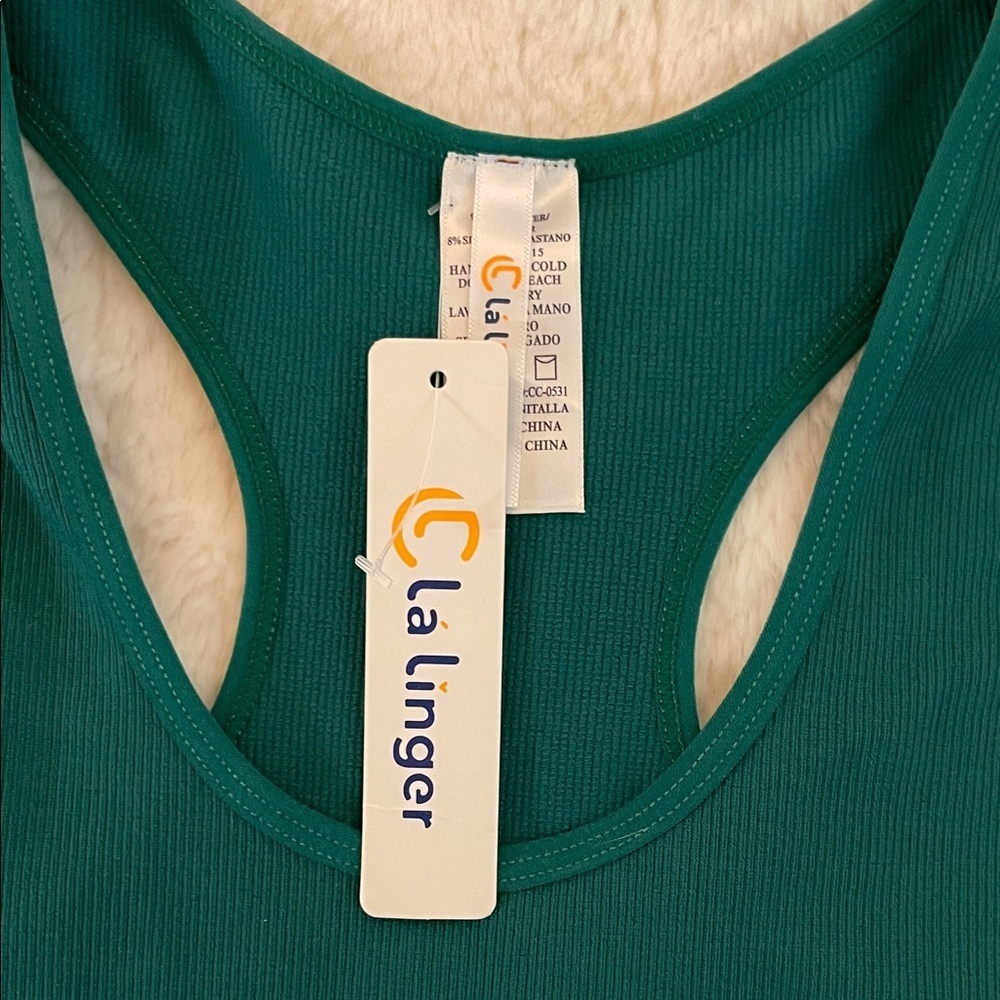 La Linger Teal Racerback Tank Top - Picture 2 of 5